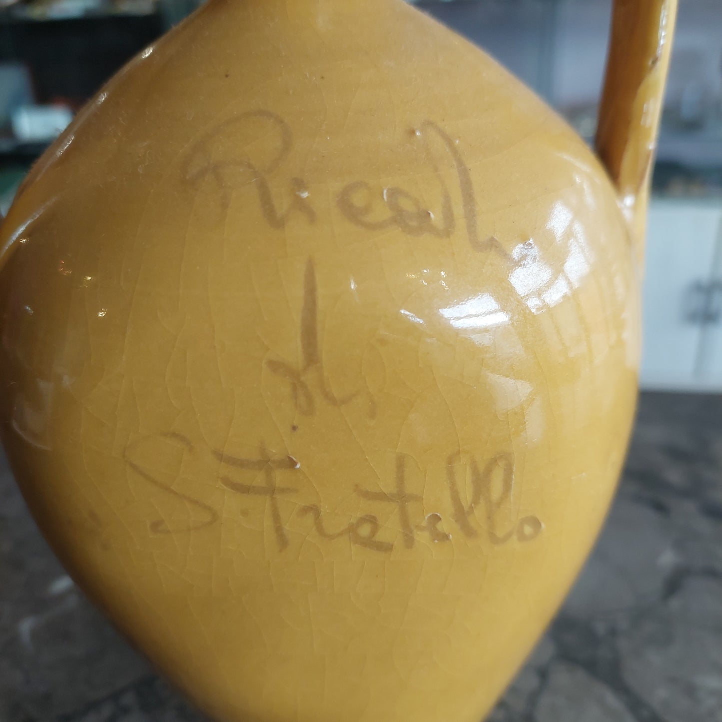 Anfora Terracotta Smaltata Decoro Uva H24