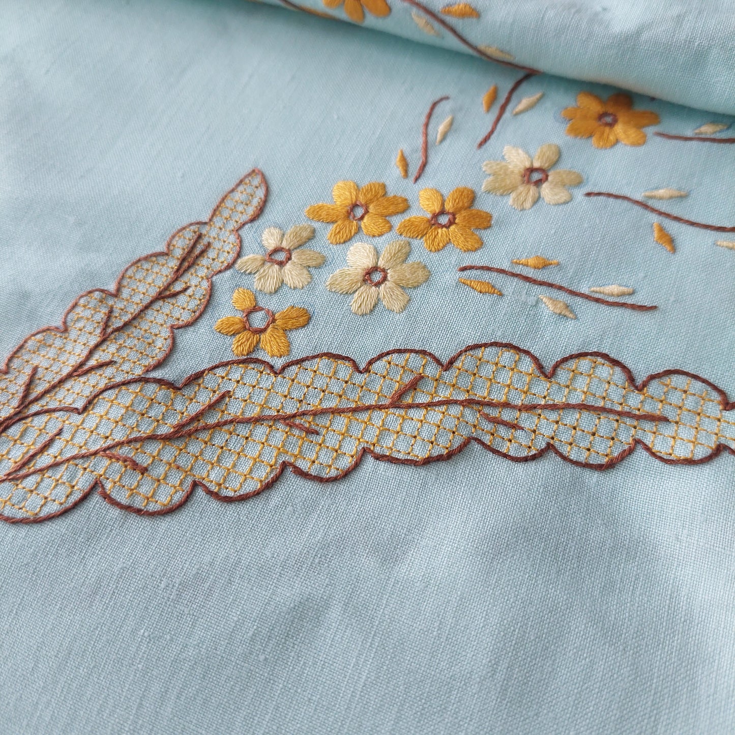Tovaglia Lino* Verde Ricam +6 Tov Cm240x175