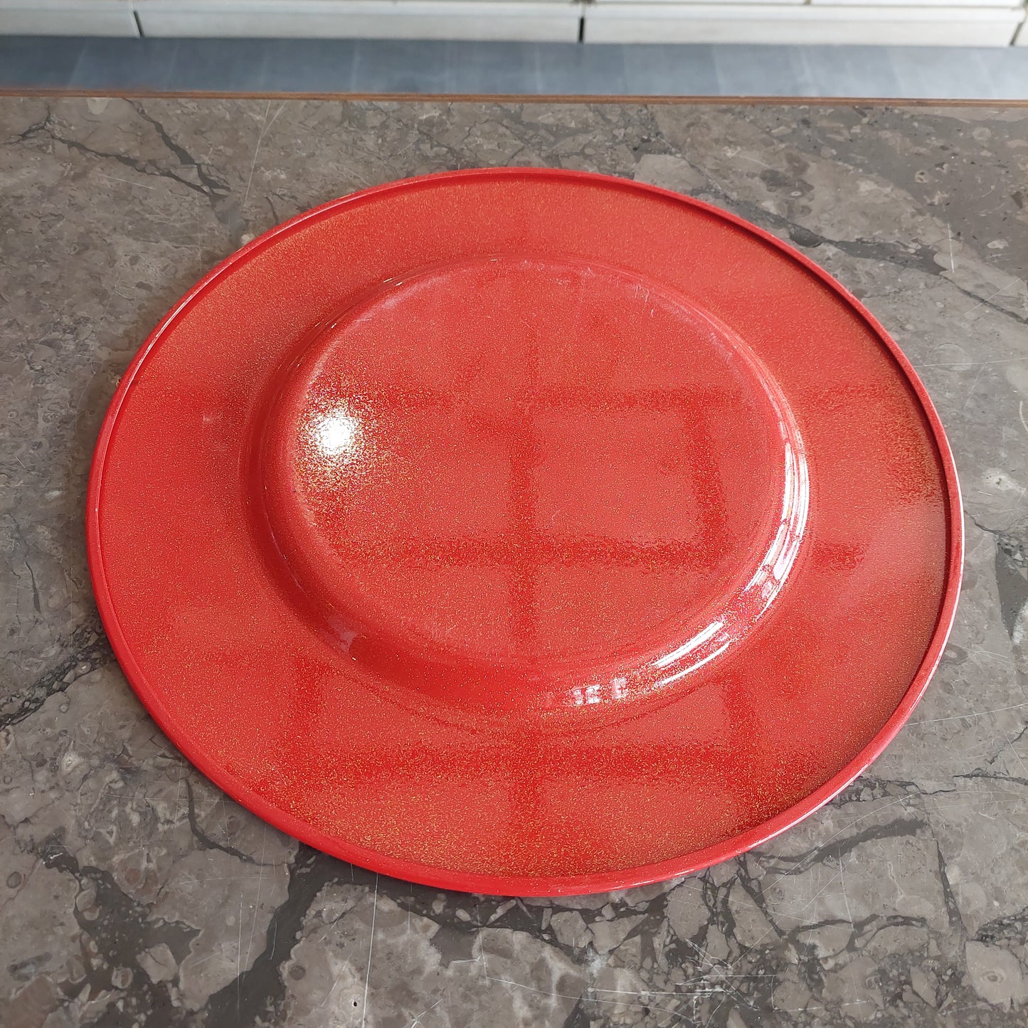 Piatto Tondo Metallo Rosso / Oro D33cm