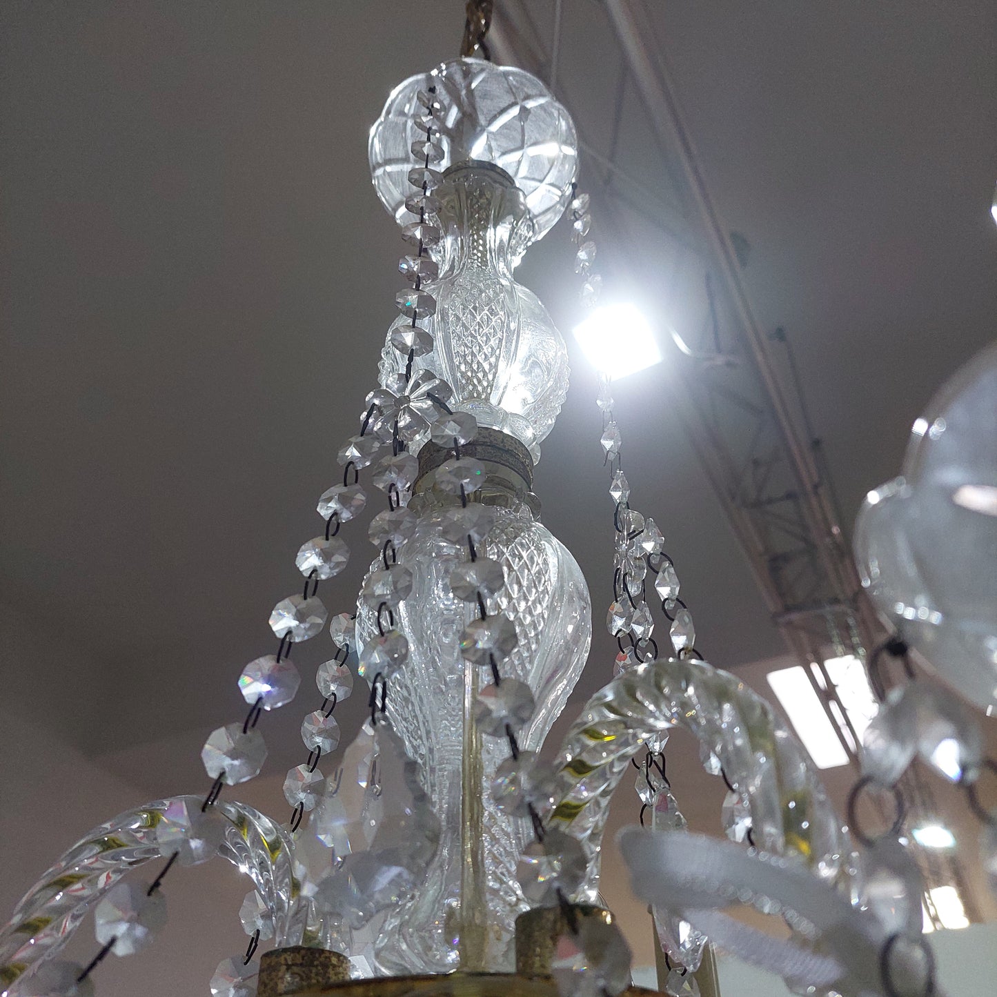 Lampadario Vetro Di Murano/cristallo Anni '60 3/l