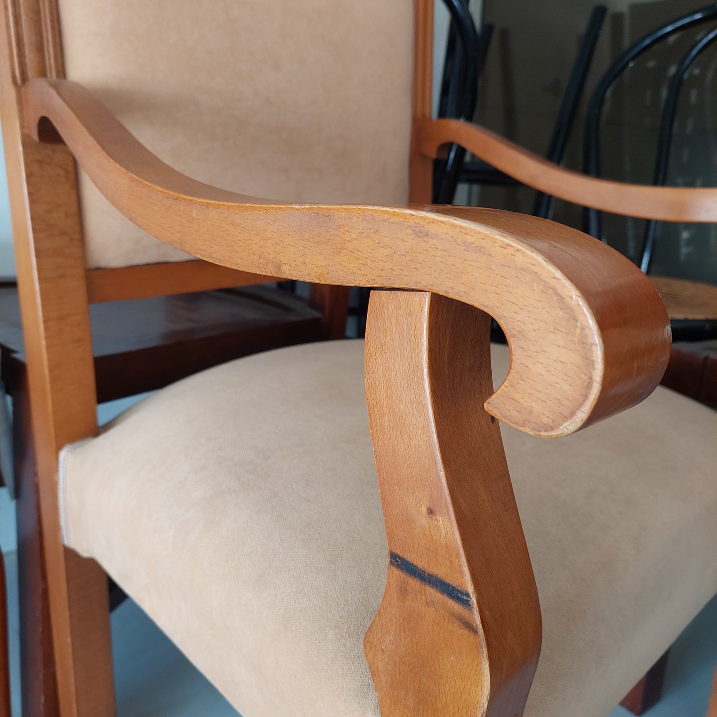 Poltroncina Legno/velluto Anni '60
