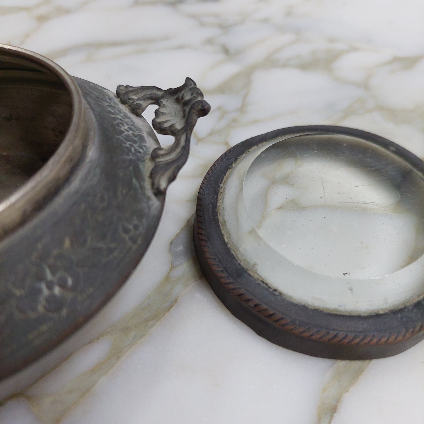 Scatolina Da Toletta Metallo Cristallo Vintage