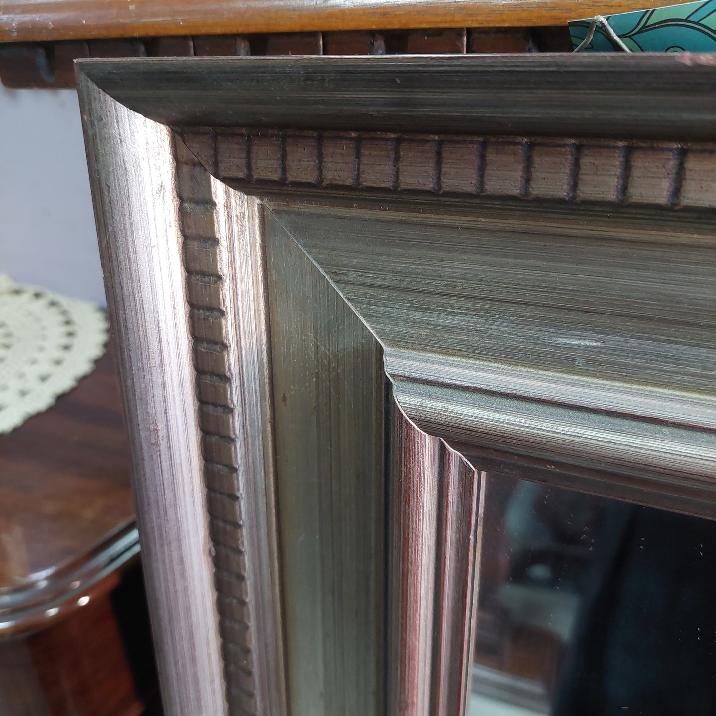 Specchio Cornice Legno Grigia Cm87x117h
