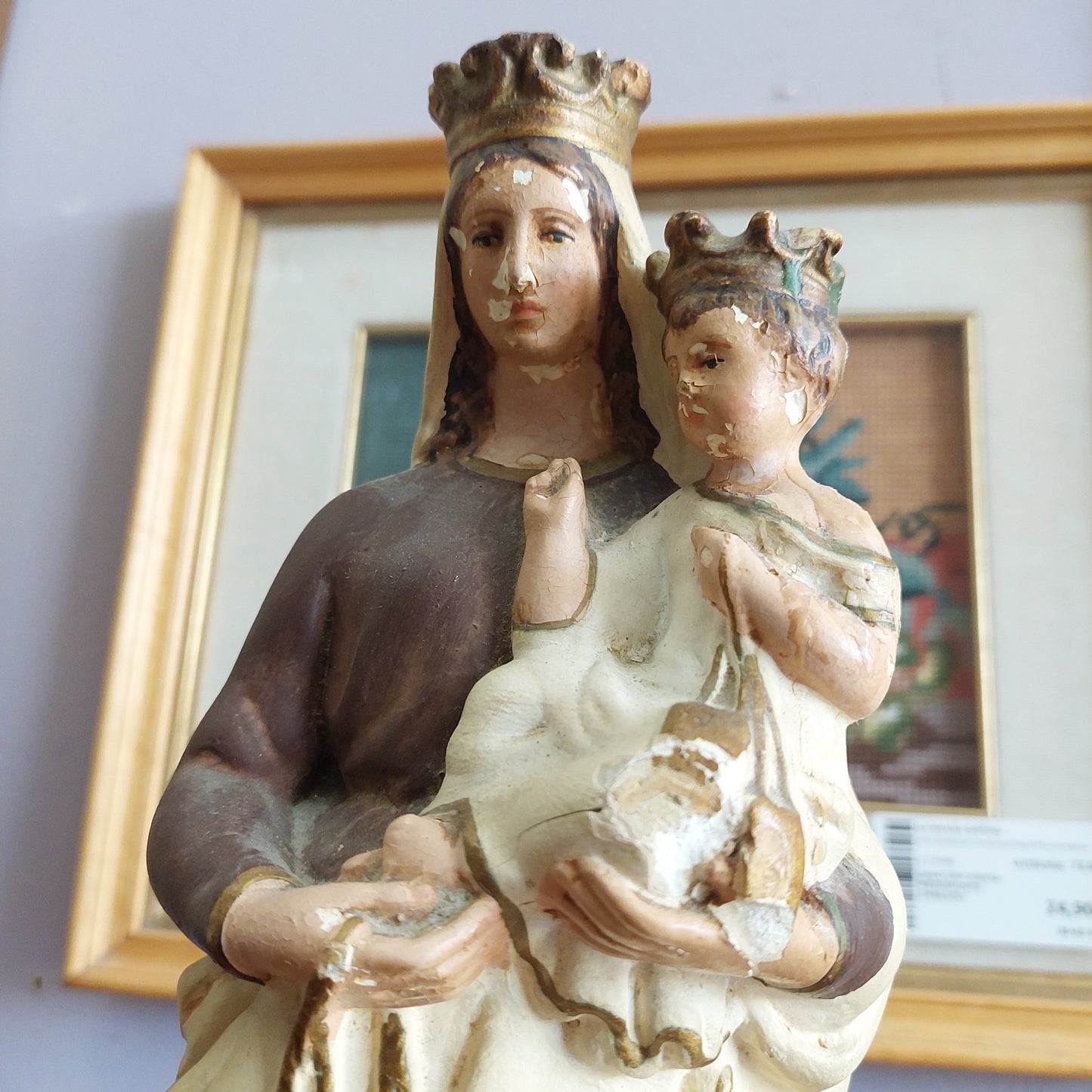 Statua Gesso* Antica Madonna Del Carmine H35