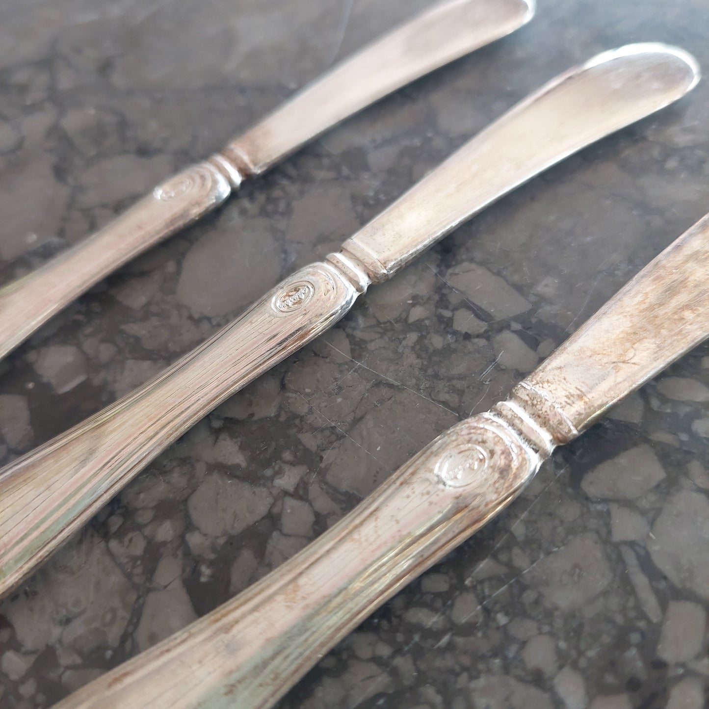 Set/3 Coltellini Formaggio Silver Plated Sheraton Vintage