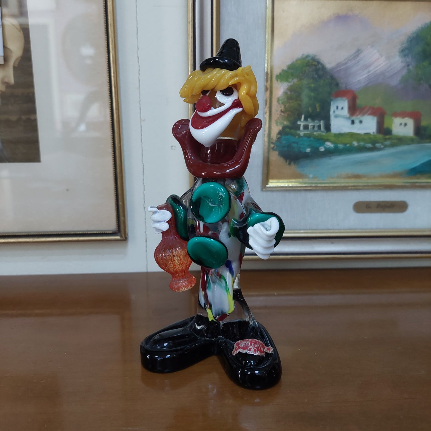 Statua Clown Vetro Di Murano Vintage H18,5