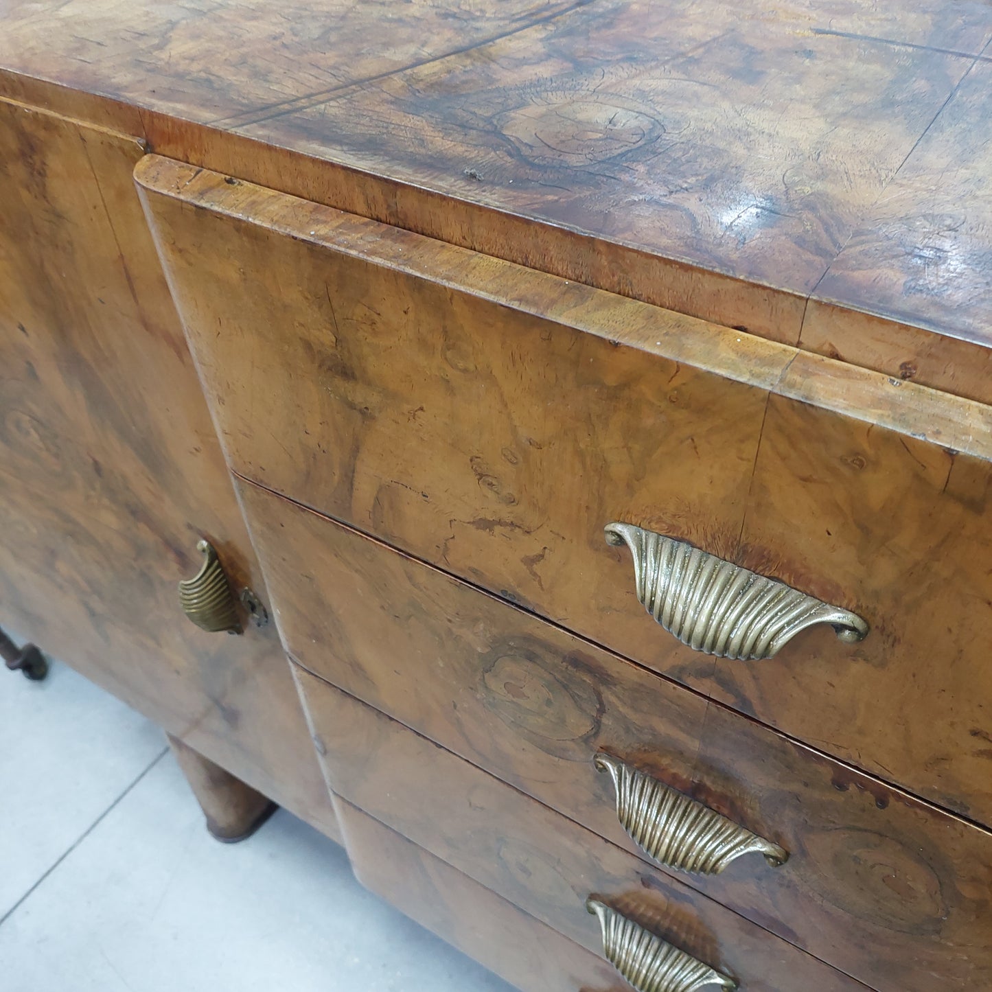 Buffet Legno St. Decò Con Specchio 2/a 4/c Cm 170x50x159h