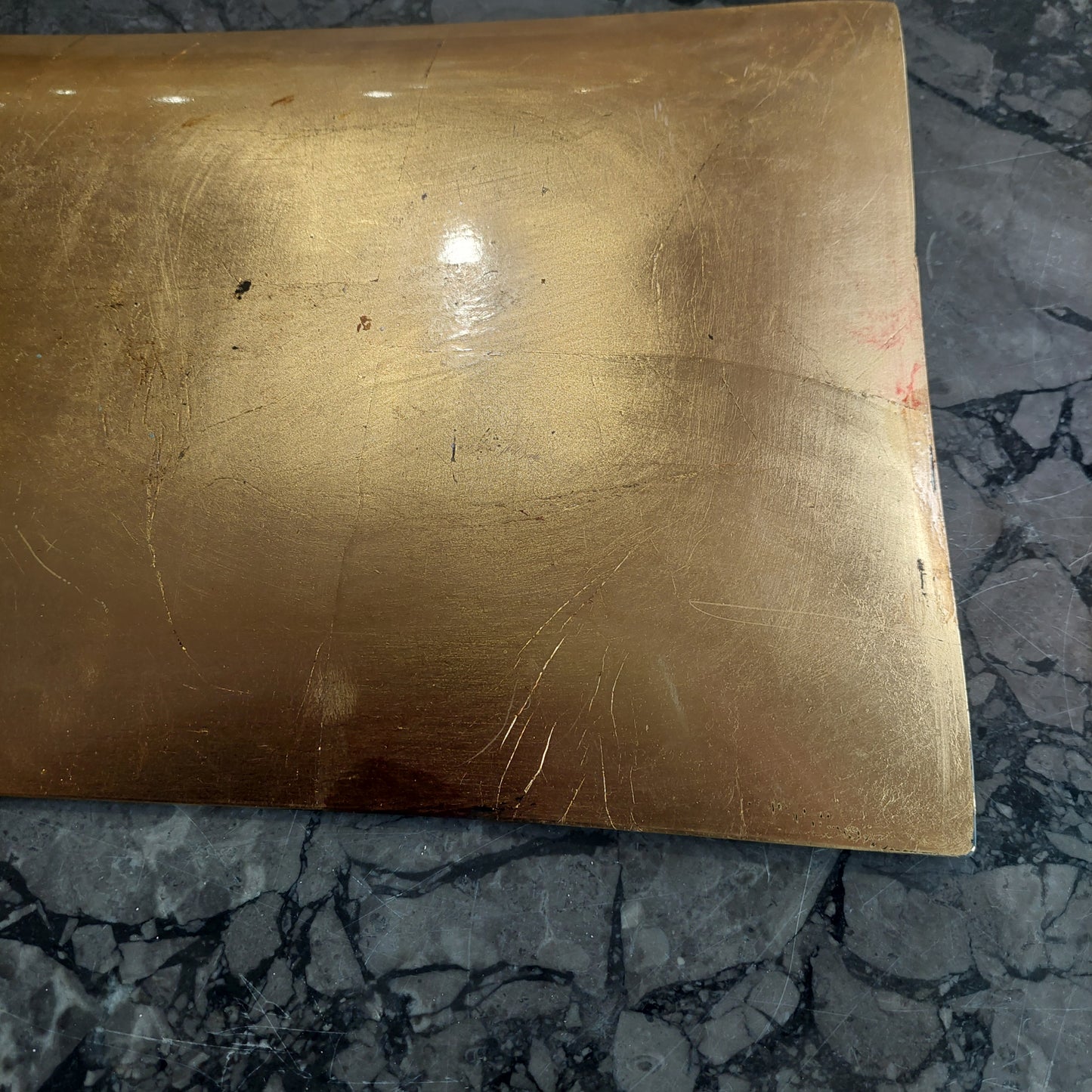 Vassoio Vetro Decoro Oro Con Rose Cm25x41
