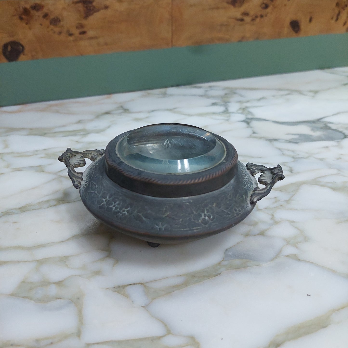 Scatolina Da Toletta Metallo Cristallo Vintage