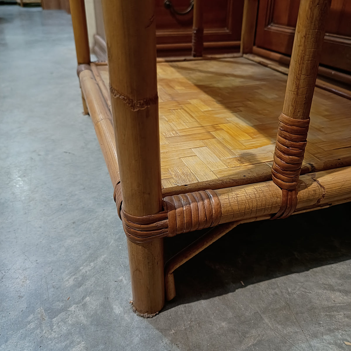 Tavolino Bamboo C/mensolina Vetro 2/r Cm61x44x60