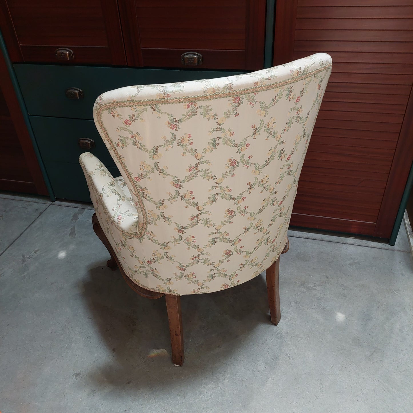 Poltroncina Da Camera Noce/tessuto Fiori