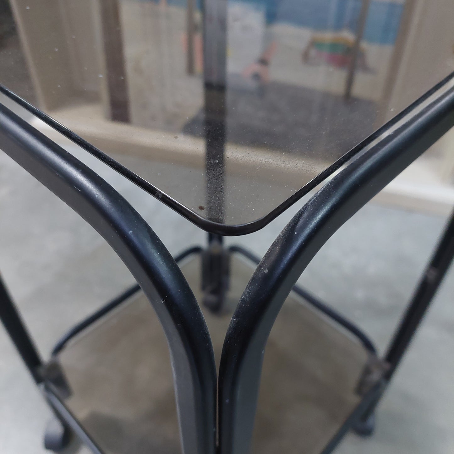 Carrellino Nero Vetro Fumè Cm41x41x74h
