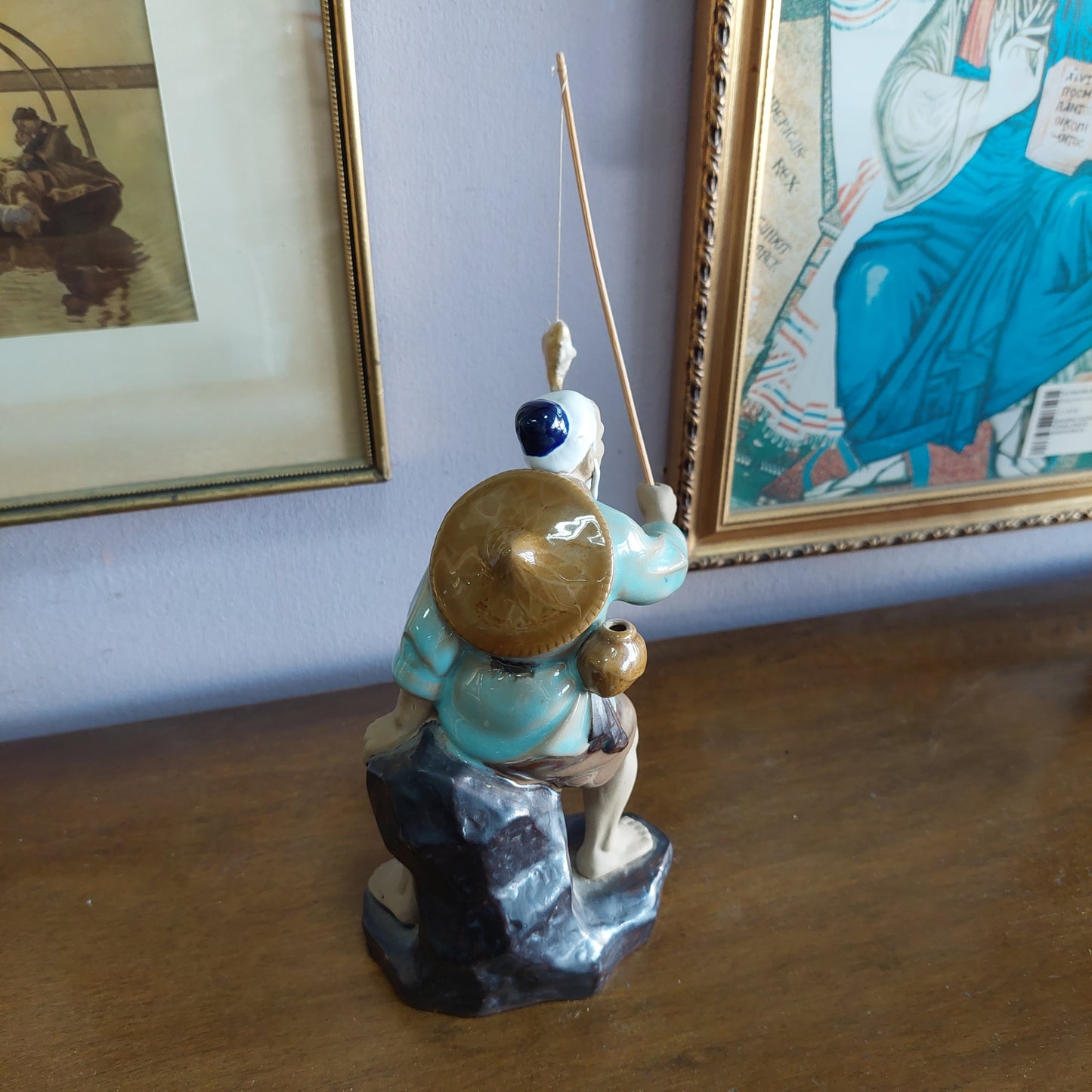 Statuetta Pescatore Porcellana* Cinese Vintage