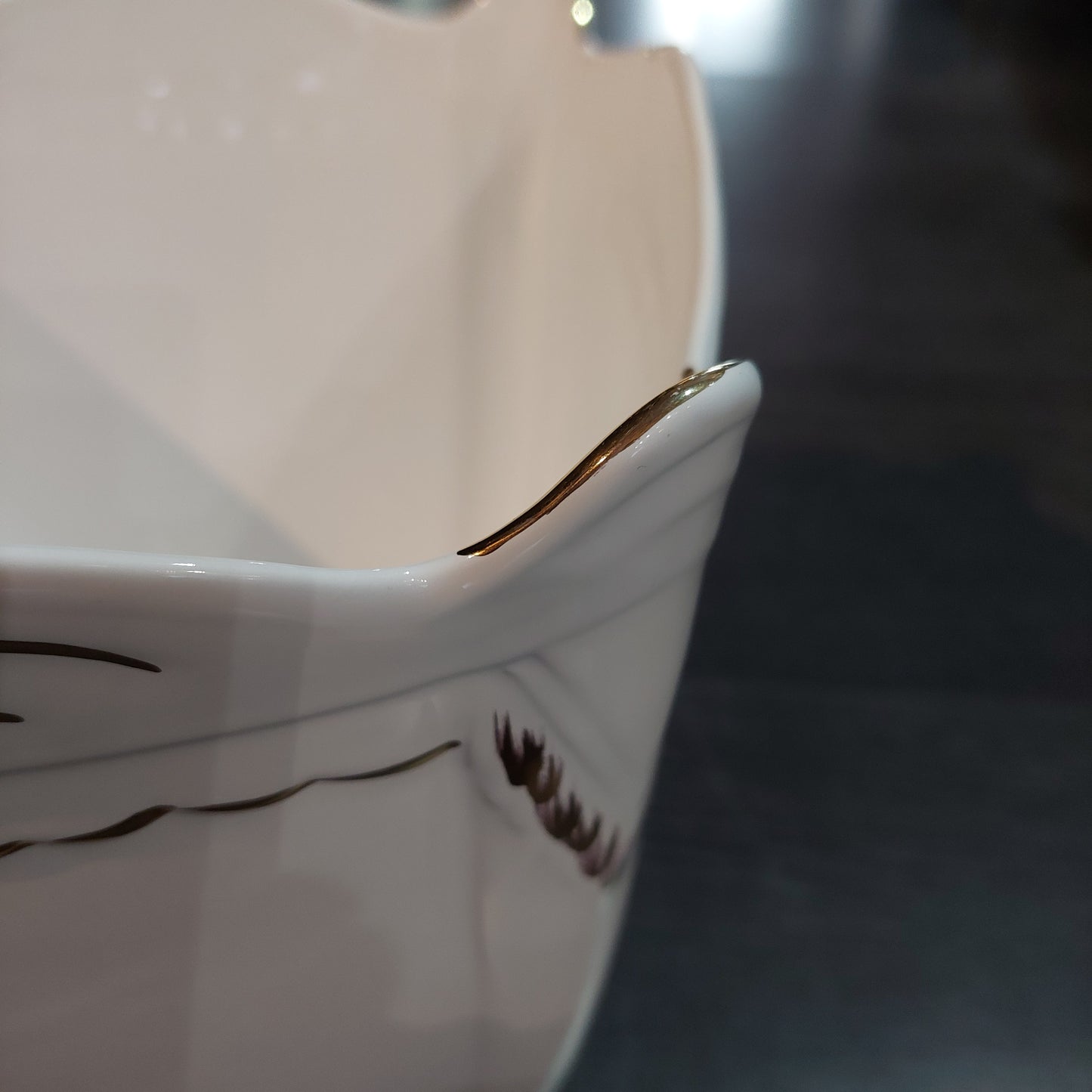 Cachepot Porcellana Bianca Decori Oro