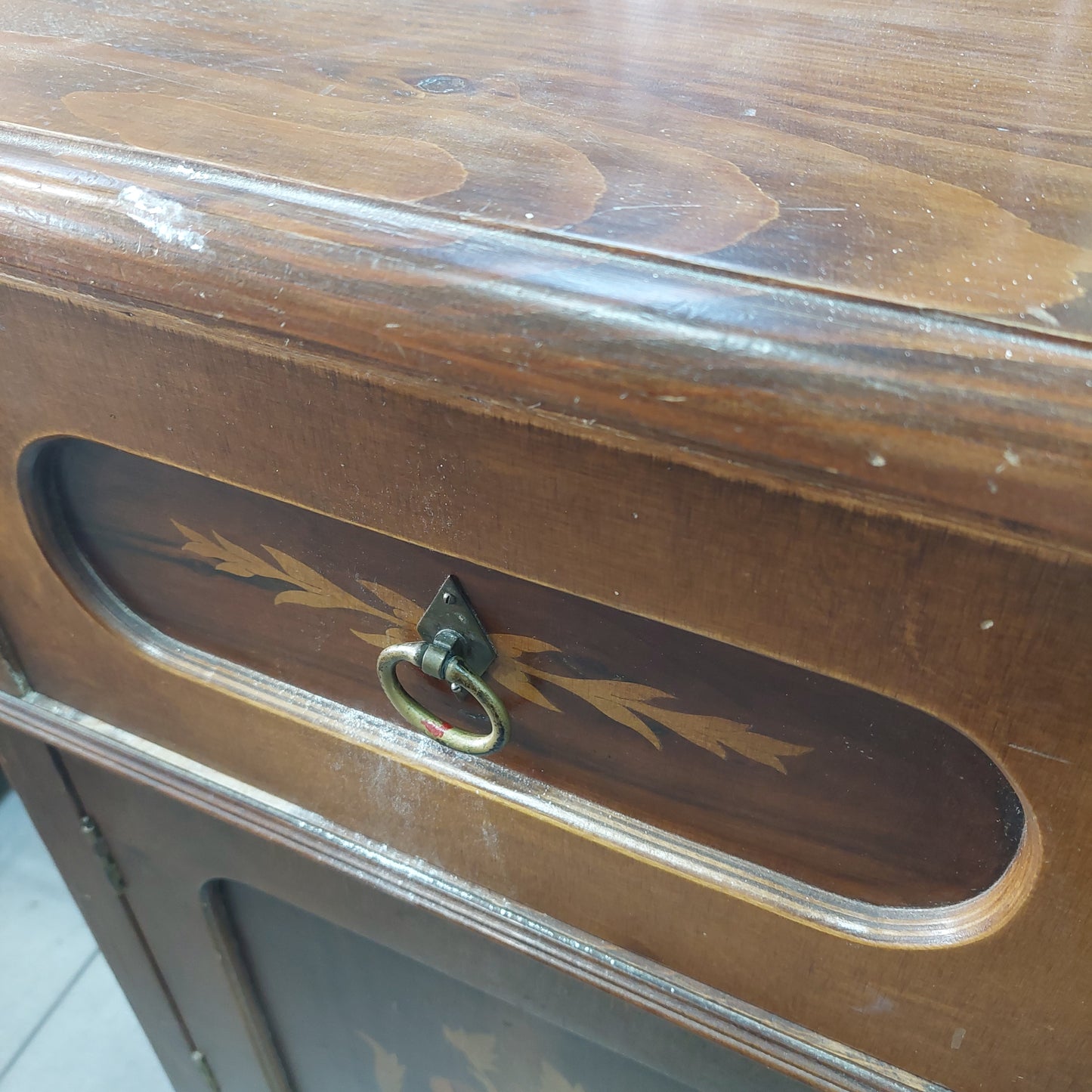 Credenza 2/c 2/s Legno Intarsiato Cm93x43x102h