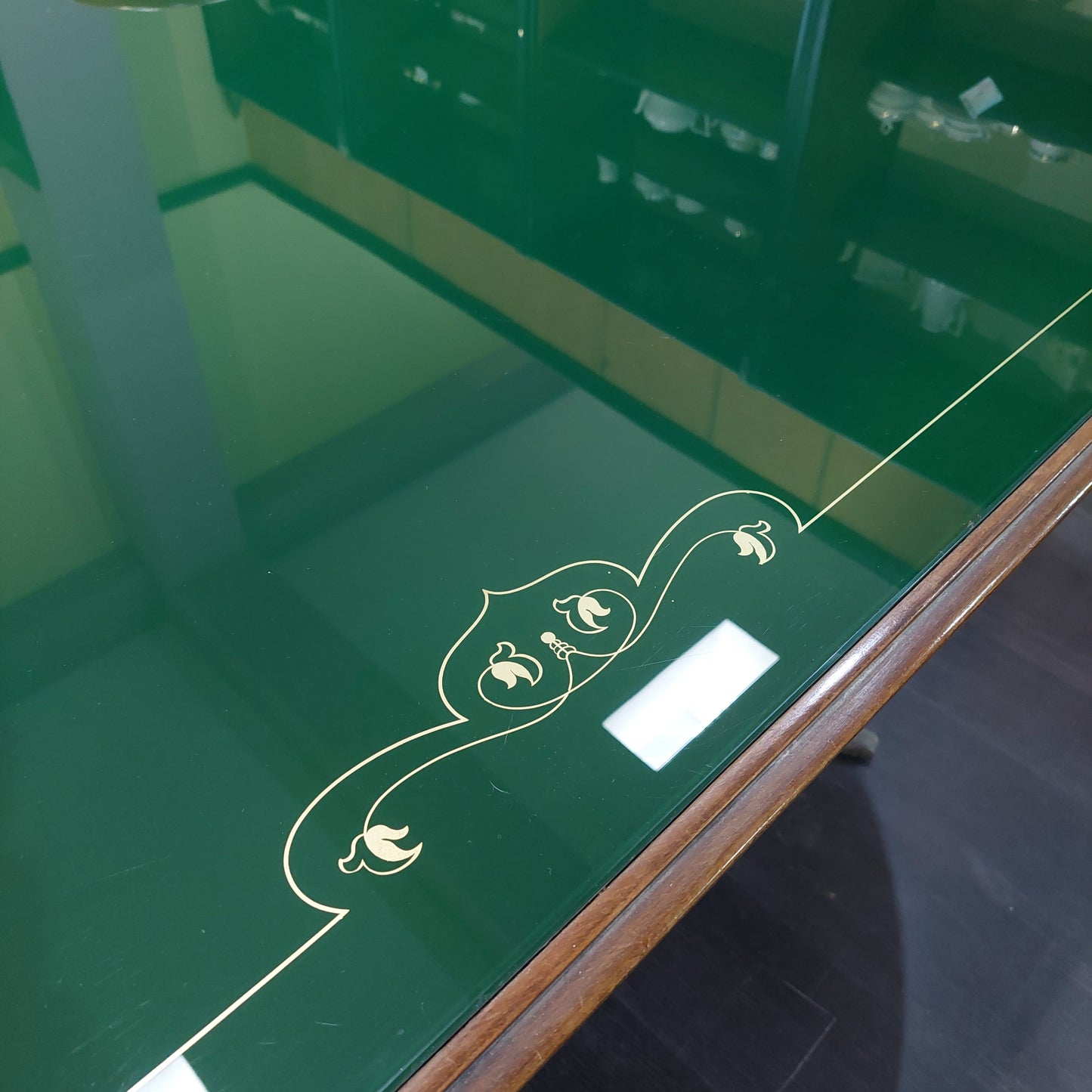 Tavolo Ovale Legno*/piano In Vetro Anni '50 Cm205x100x80h