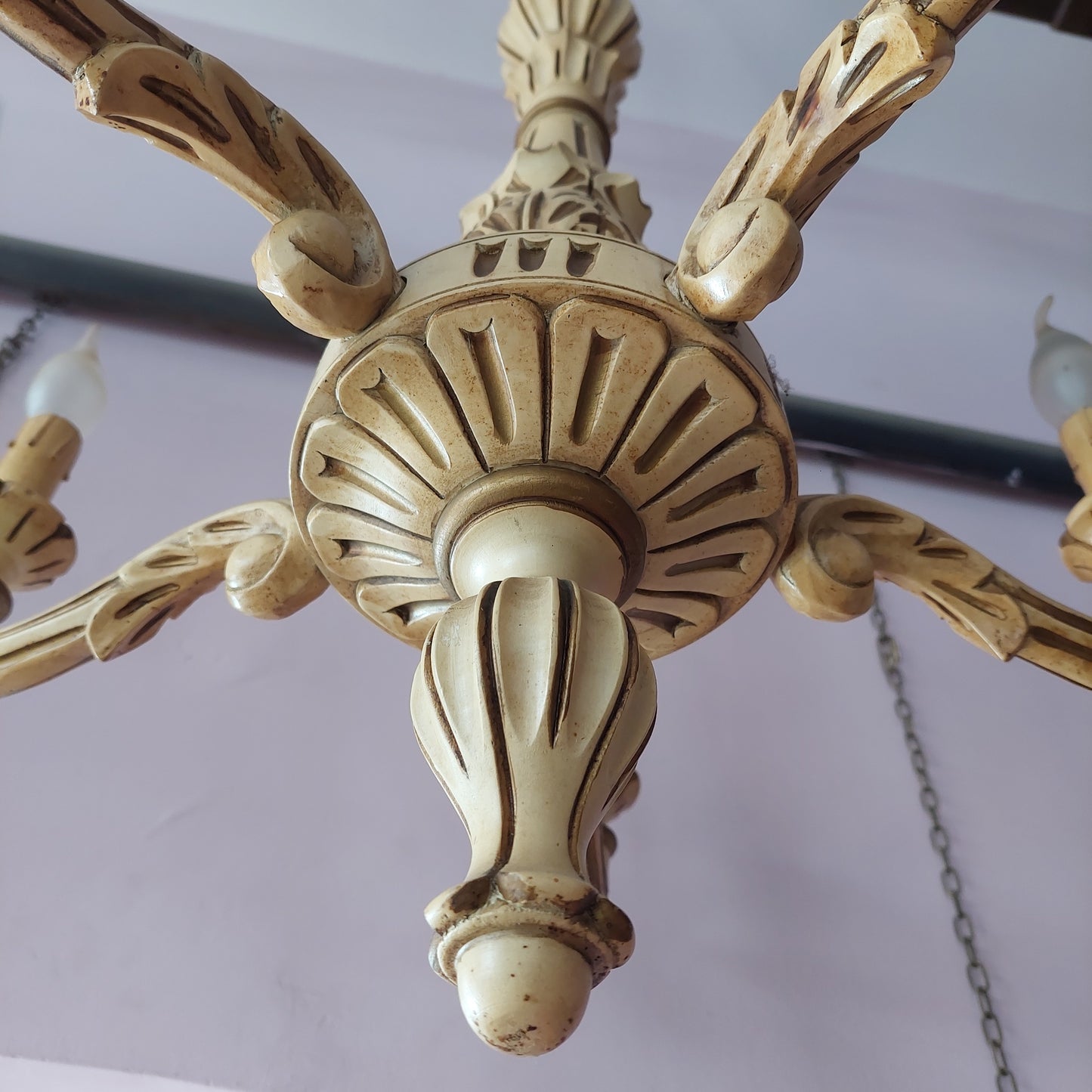 Lampadario Legno Intagliato St. Veneziano 5/l