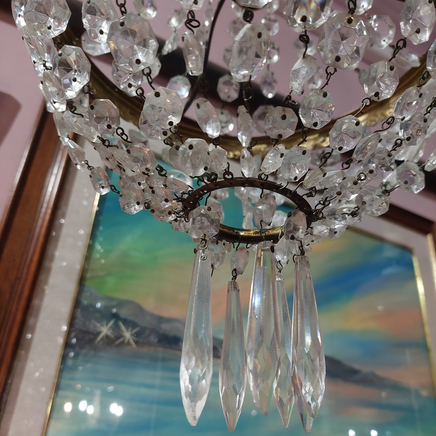 Lampadario Metallo Gocce Stile Impero 1 Luce
