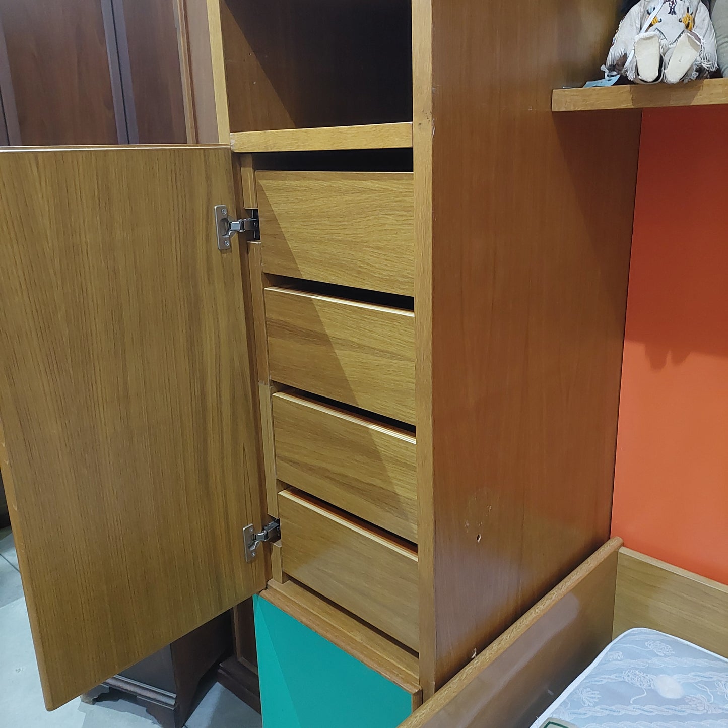 Cameretta Verde/legno Frassino 1 Letto Cm363x95x261h