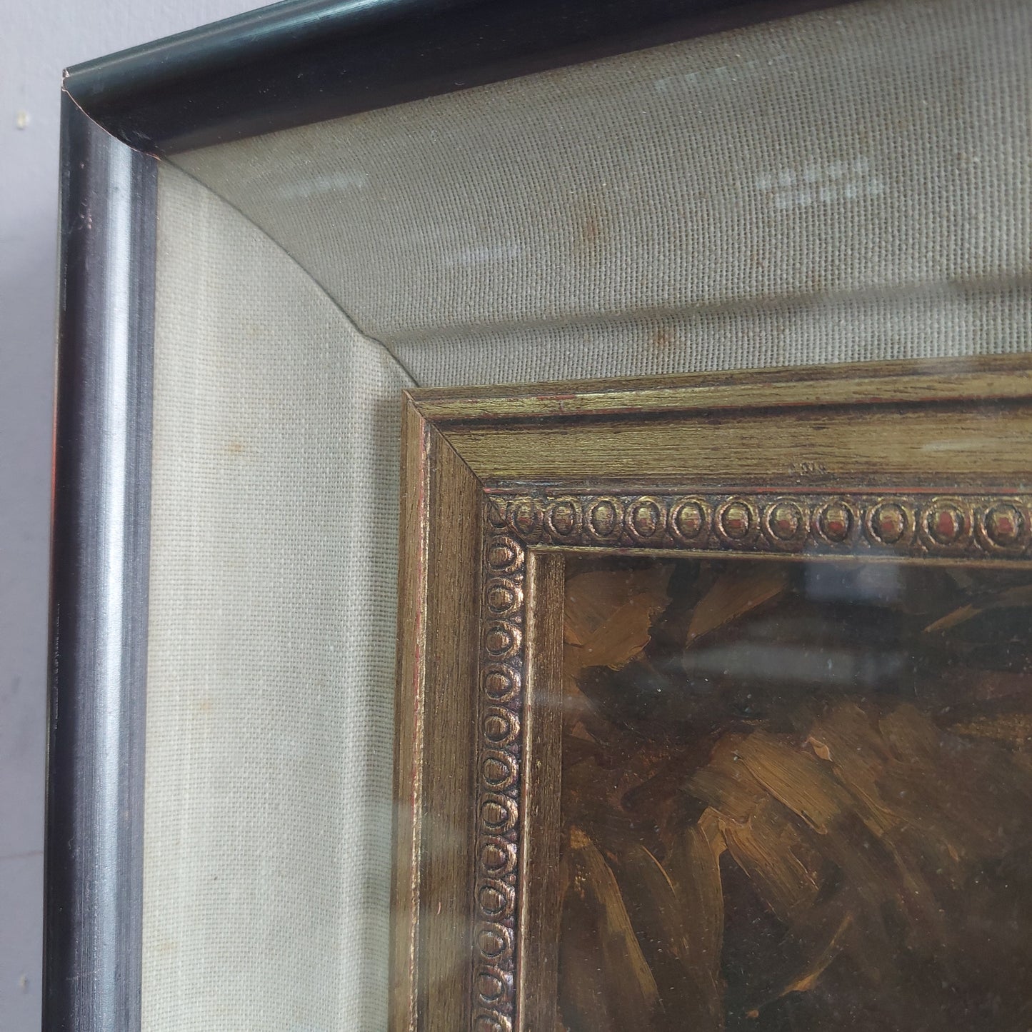 Q/olio Su Tela Ritratto Di Botti Cornice Legno Cm37x42