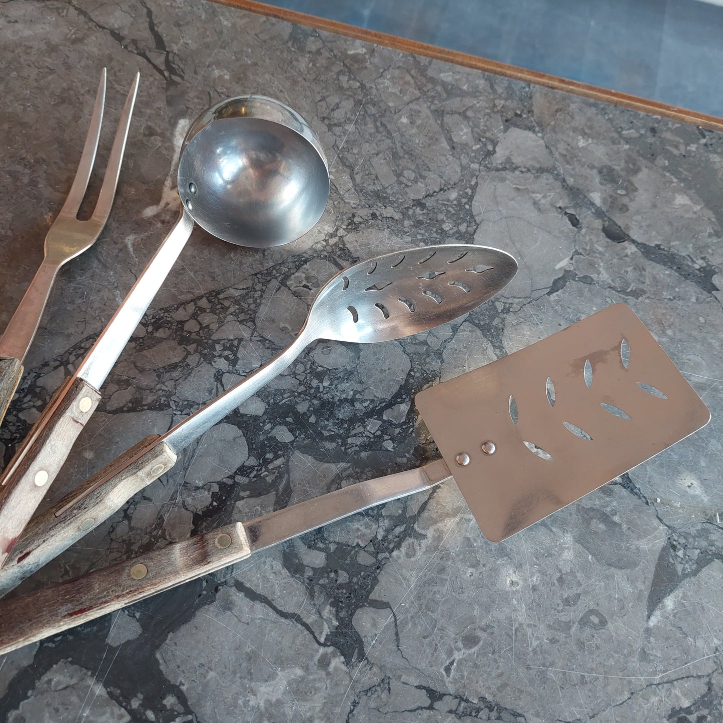 Set/4 Utensili Da Cucina Acciaio/manico Legno