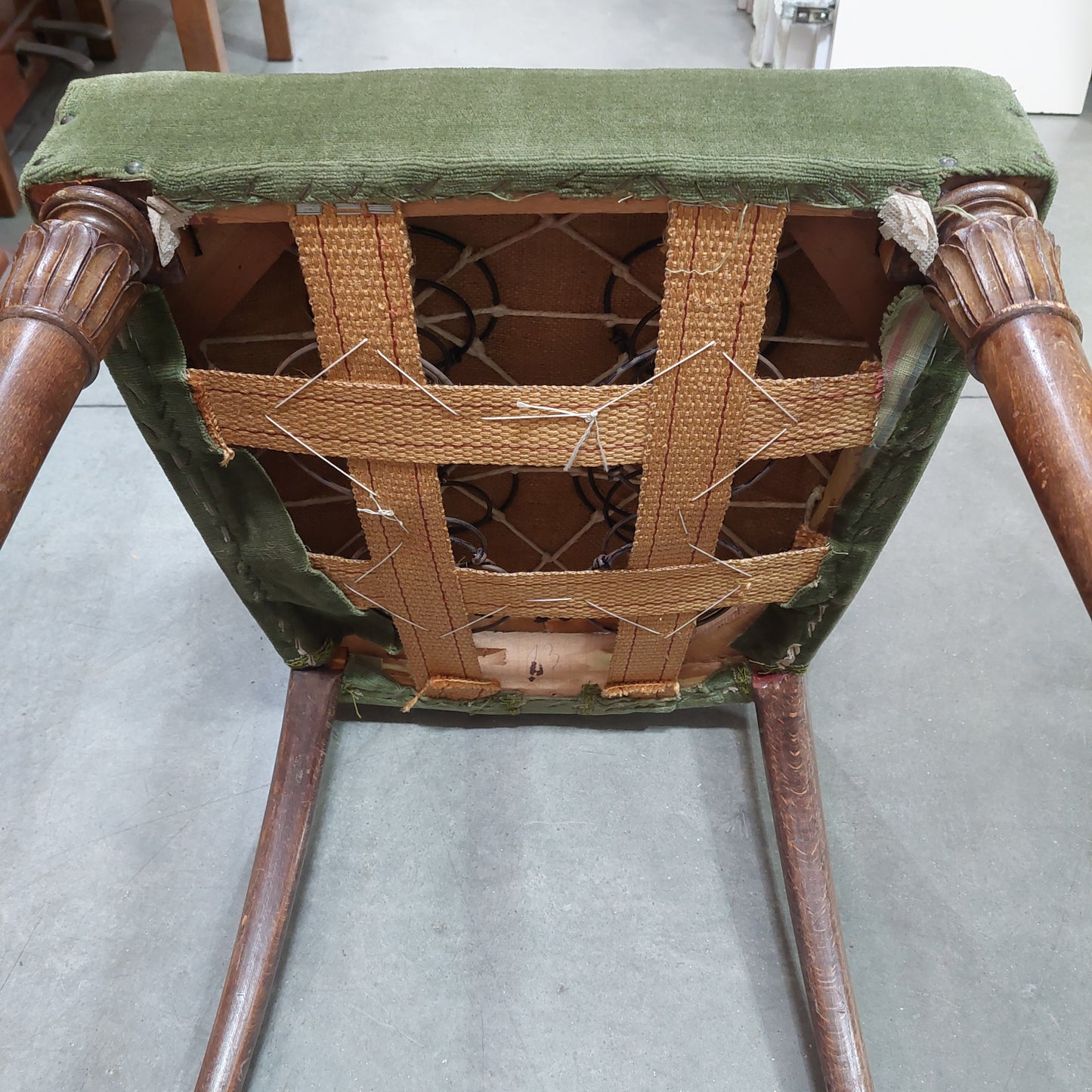 Set/6 Sedie Legno/velluto Verde Anni '50