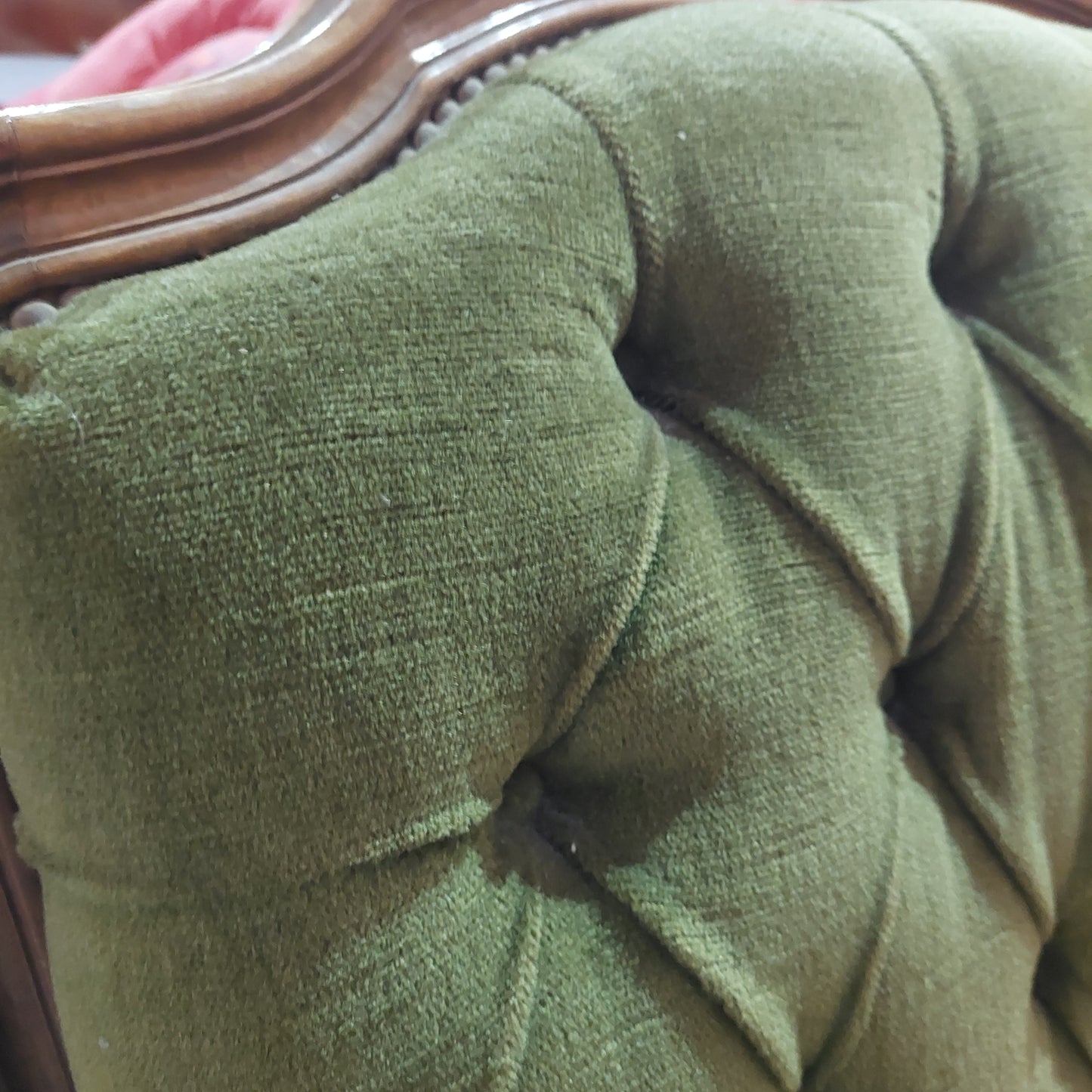 Poltrona Legno/velluto Verde Stile Barocco