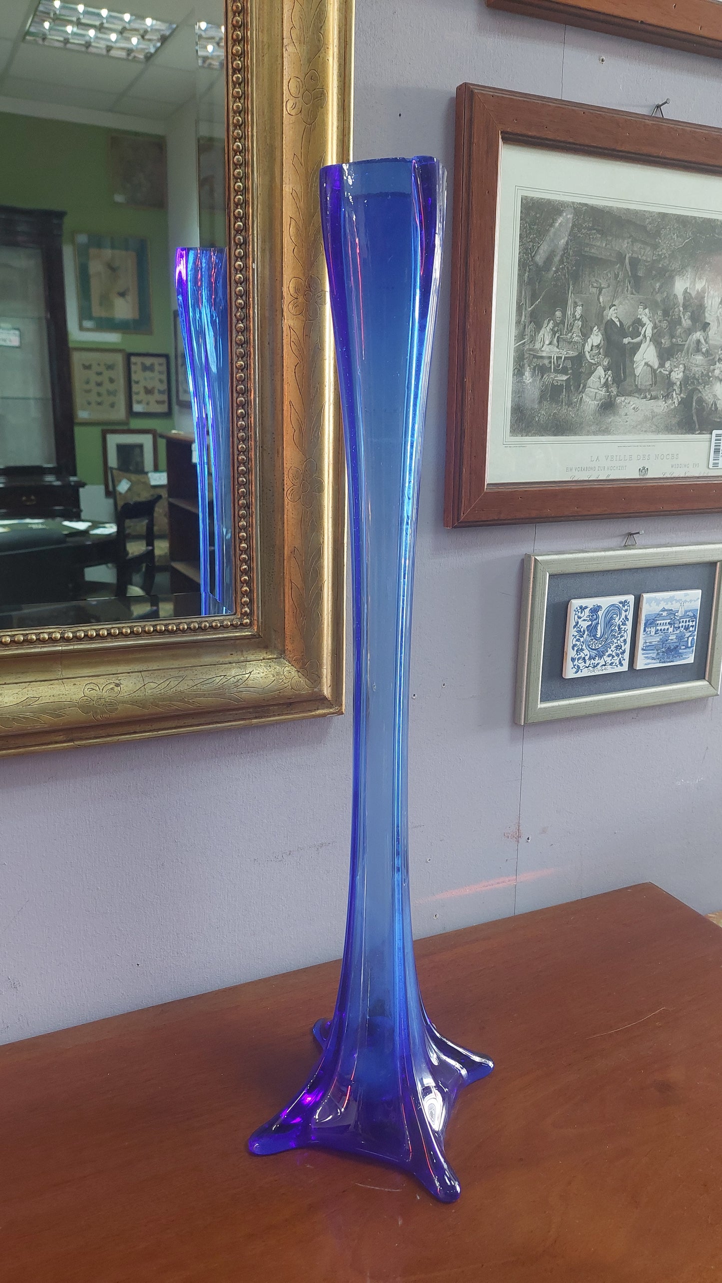 Vaso Vetro* Di Murano Vintage Blu H62
