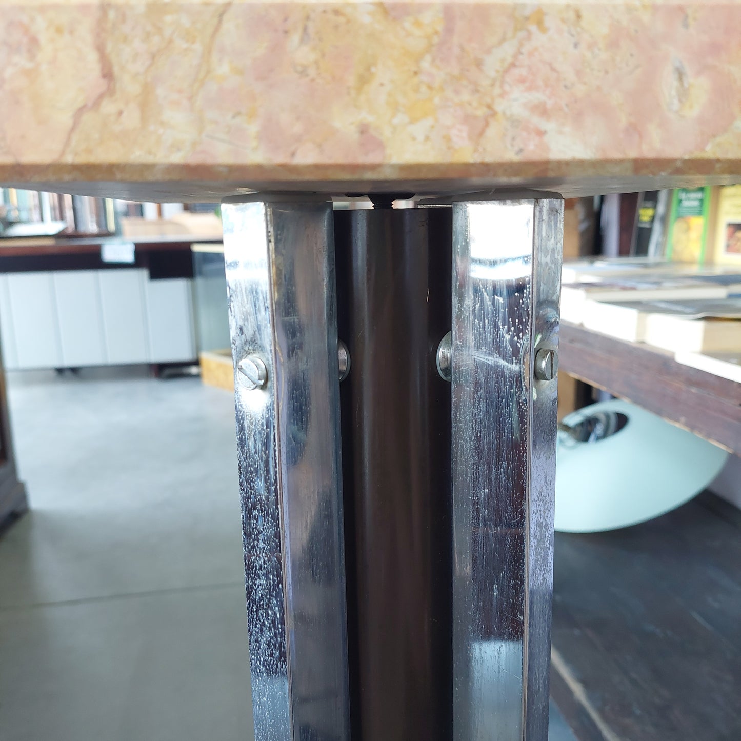 Colonna Marmo/acciaio Anni 70 Cm21x21x94h