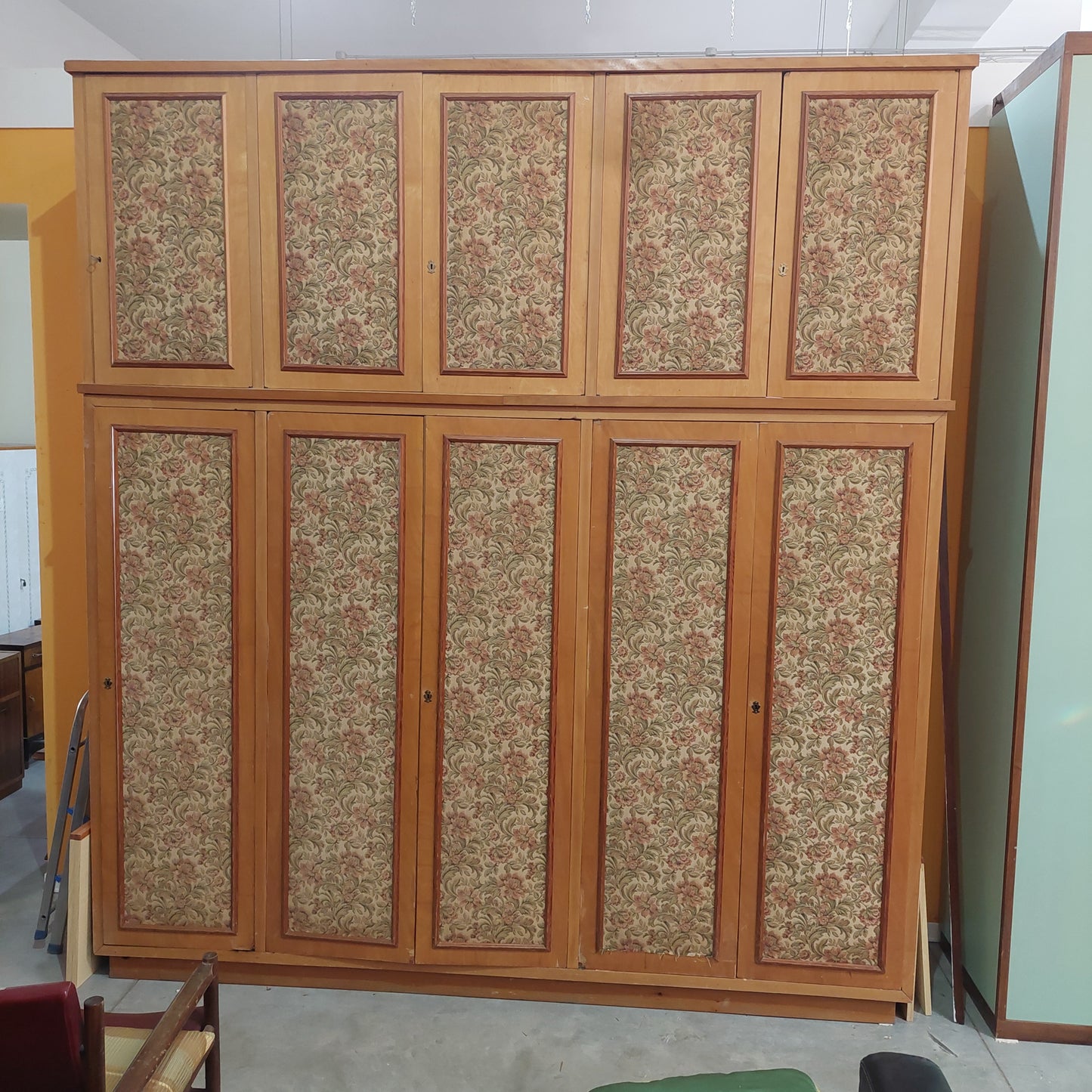 Armadio 10 Ante Legno/tessuto A Fiori* Cm260x62x285h