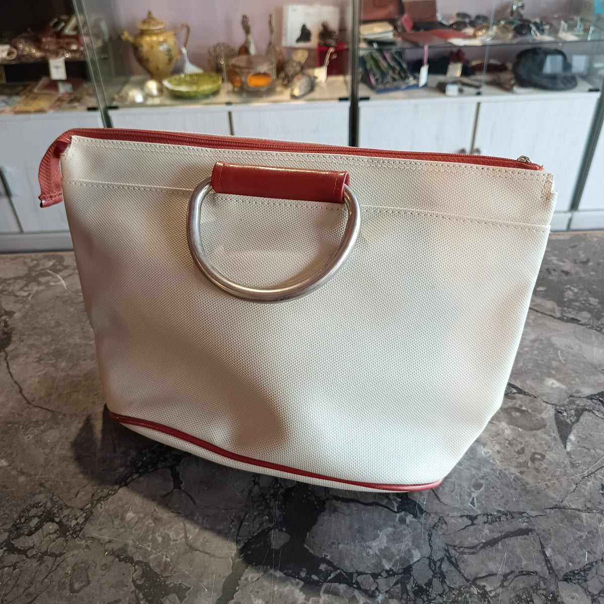 Borsa Panna/marrone Manici Metallo