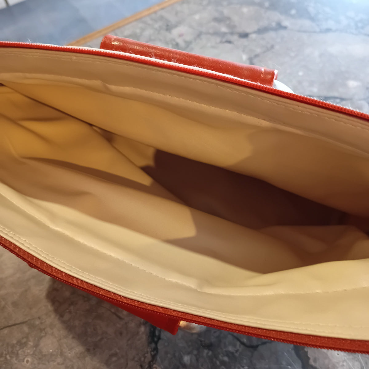 Borsa Panna/marrone Manici Metallo