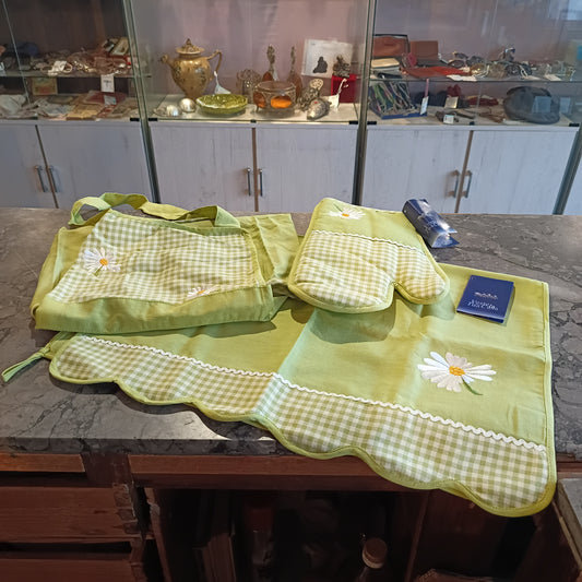 Set/3 Pz Pasha Grembiule, Canovaccio, Guanto Forno
