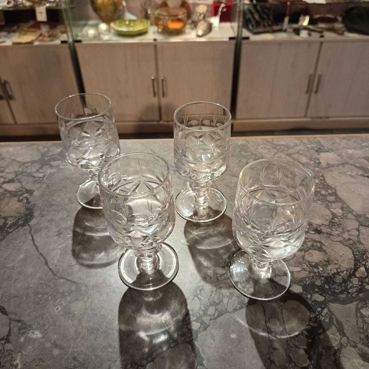 Set/4 Calici Cristallo Molato Anni 50