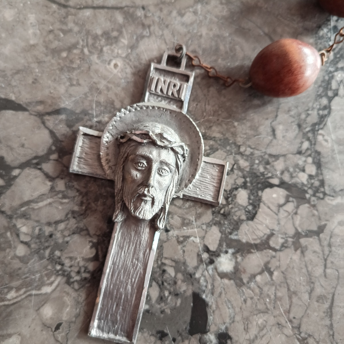 Rosario Da Capezzale Legno/peltro Vintage