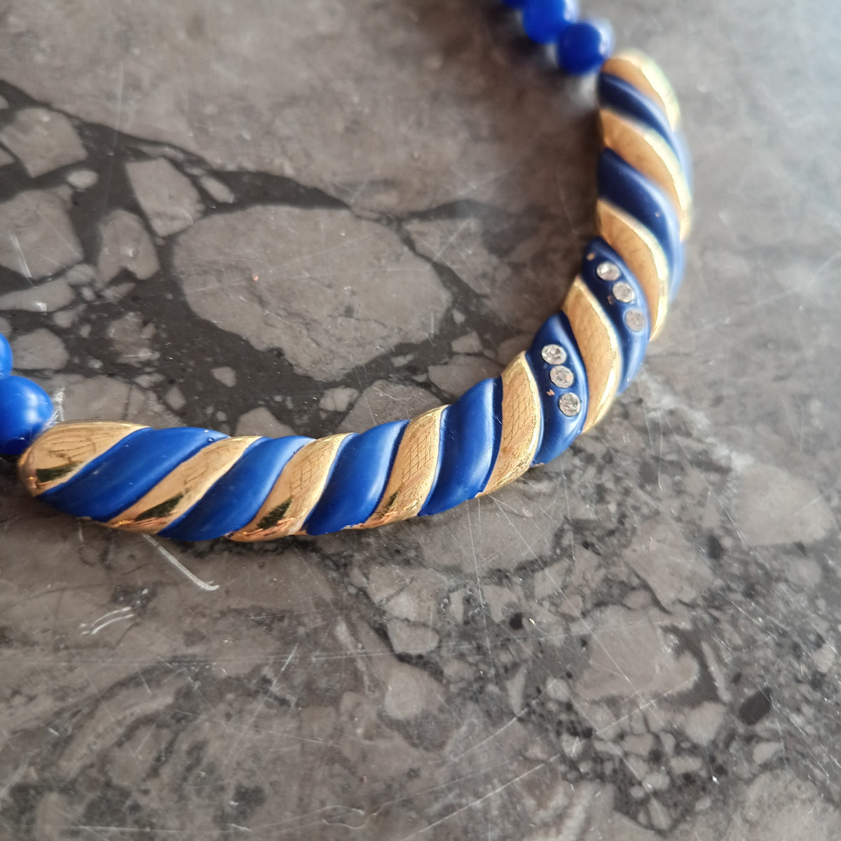 Girocollo Vintage Blu Cobalto E Mezzaluna