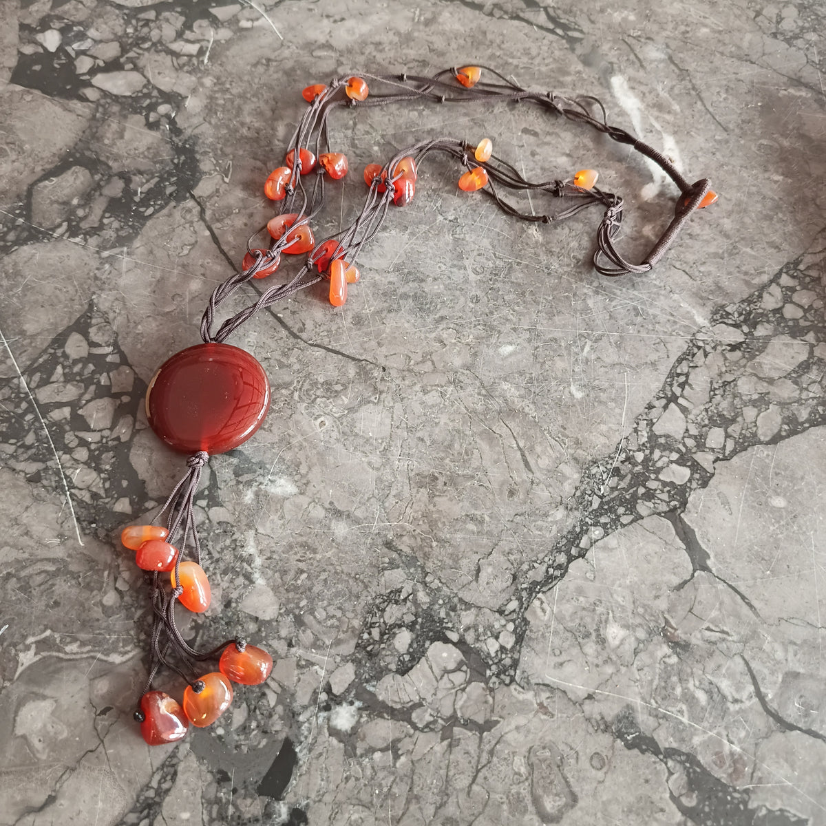 Collana Boho Multifilo Agata Corniola