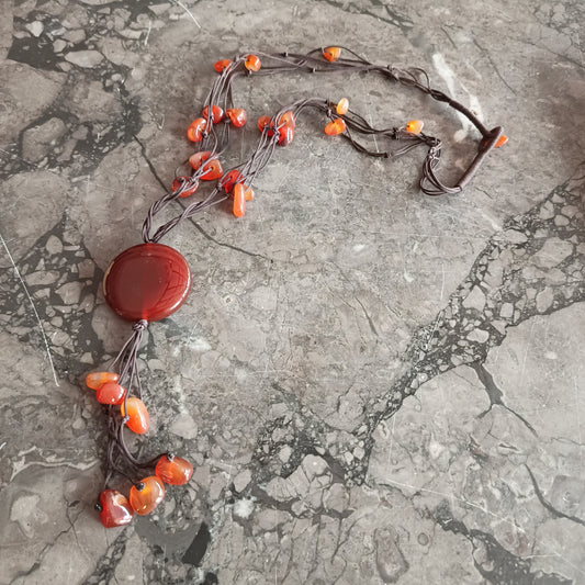 Collana Boho Multifilo Agata Corniola