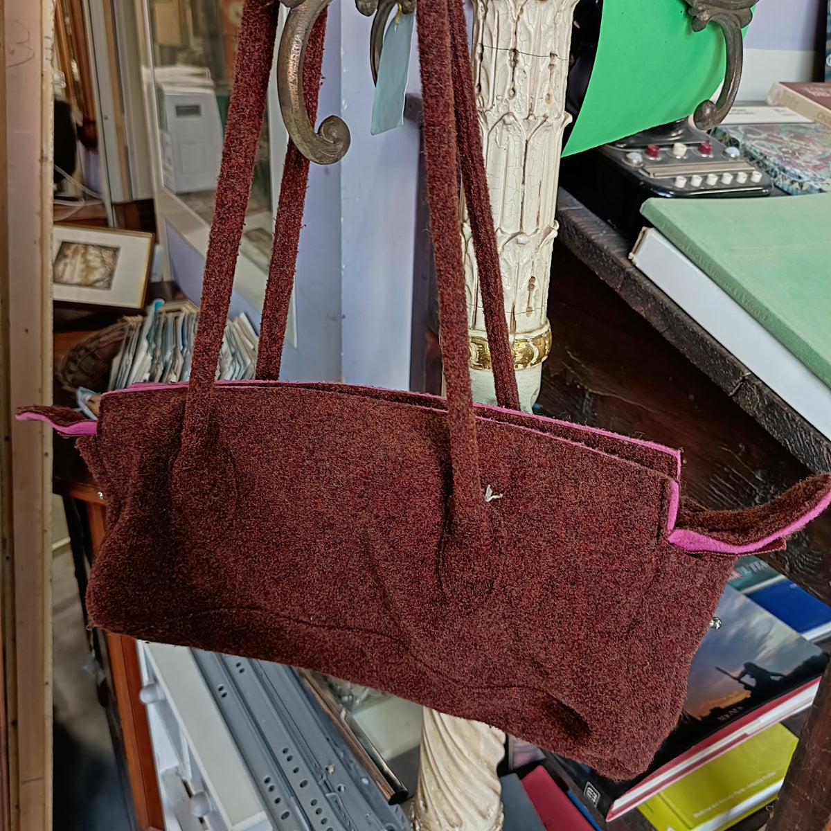 Borsa Feltro Marrone/rosa