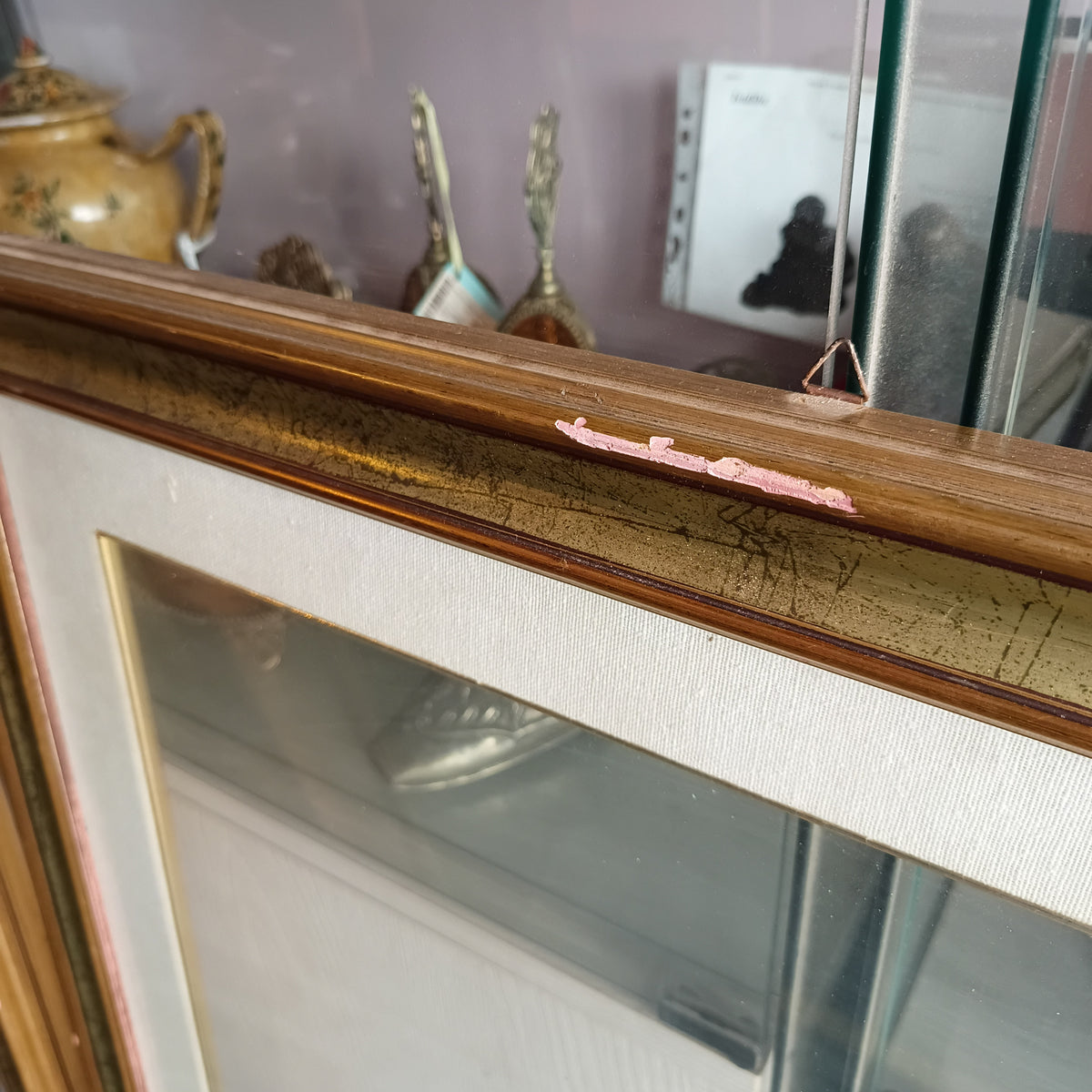 Cornice * Legno Dorata Con Vetro E Passpartout Cm67x87