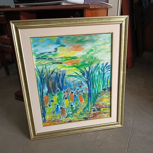 Quadro Paesaggio Figure Nel Bosco Di Ada Cm67x77