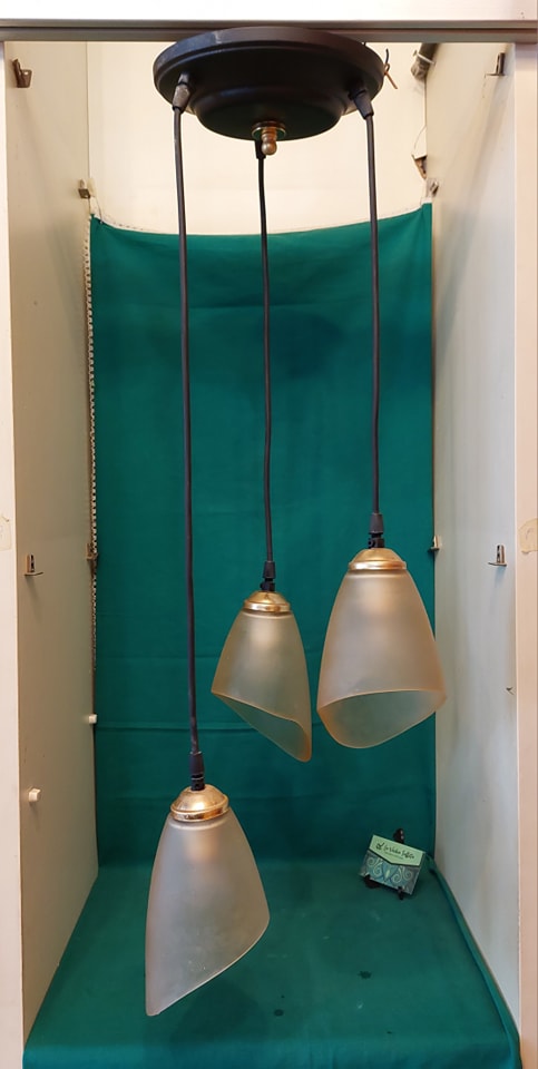 Lampadario Metallo A Sospensione Coppe Vetro 3/l (64056)