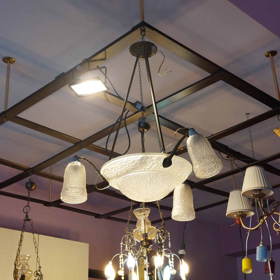 Lampadario Ottone/coppe Vetro 4/l St.liberty (68034)