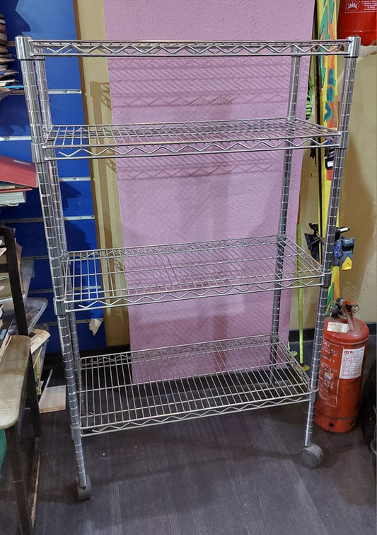 Carrello In Acciaio Regolabile 4/r Cm76x36x128h