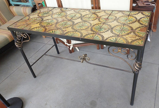 Tavolo Ferro Battuto/maioliche Antiche Cm144x64x84h