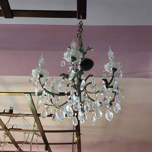 Lampadario Ottone/cristallo 6/l