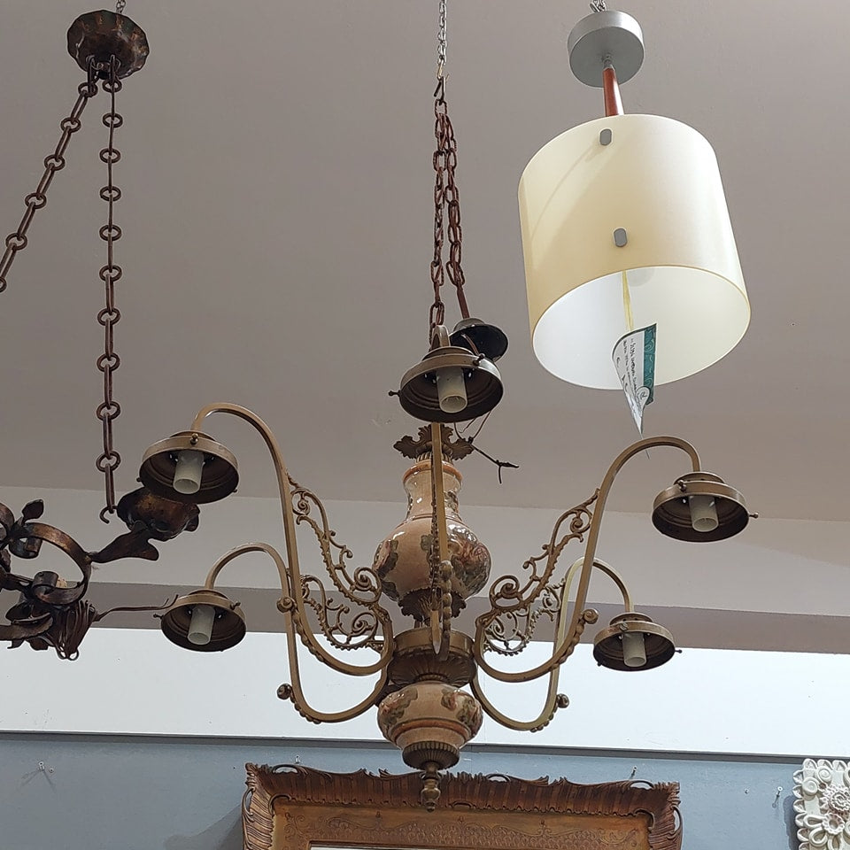 Lampadario Ottone/ceramica 6/l