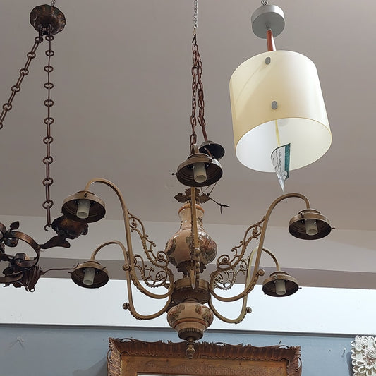 Lampadario Ottone/ceramica 6/l