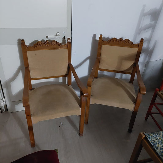 Poltroncina Legno/velluto Anni '60