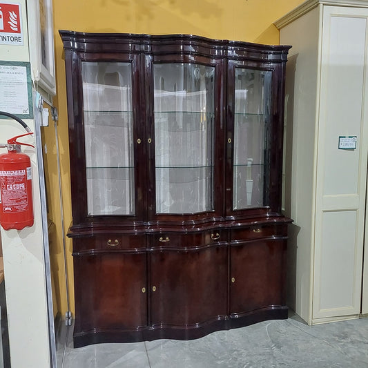 Vetrina Cristalliera Mogano St.inglese 6/s 3/c Cm181x45x230h